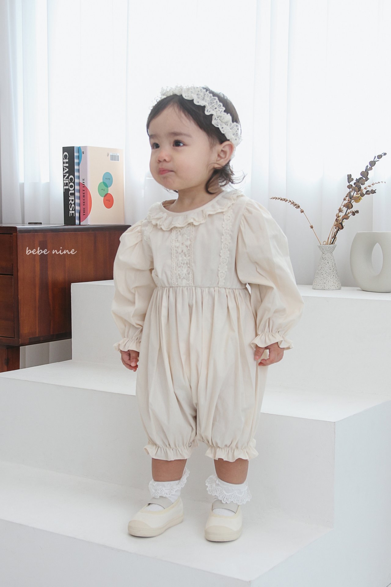 🌸預訂 韓國直送🌸🇰🇷Bebenine兩色蕾絲花邊寬鬆長袖連身服