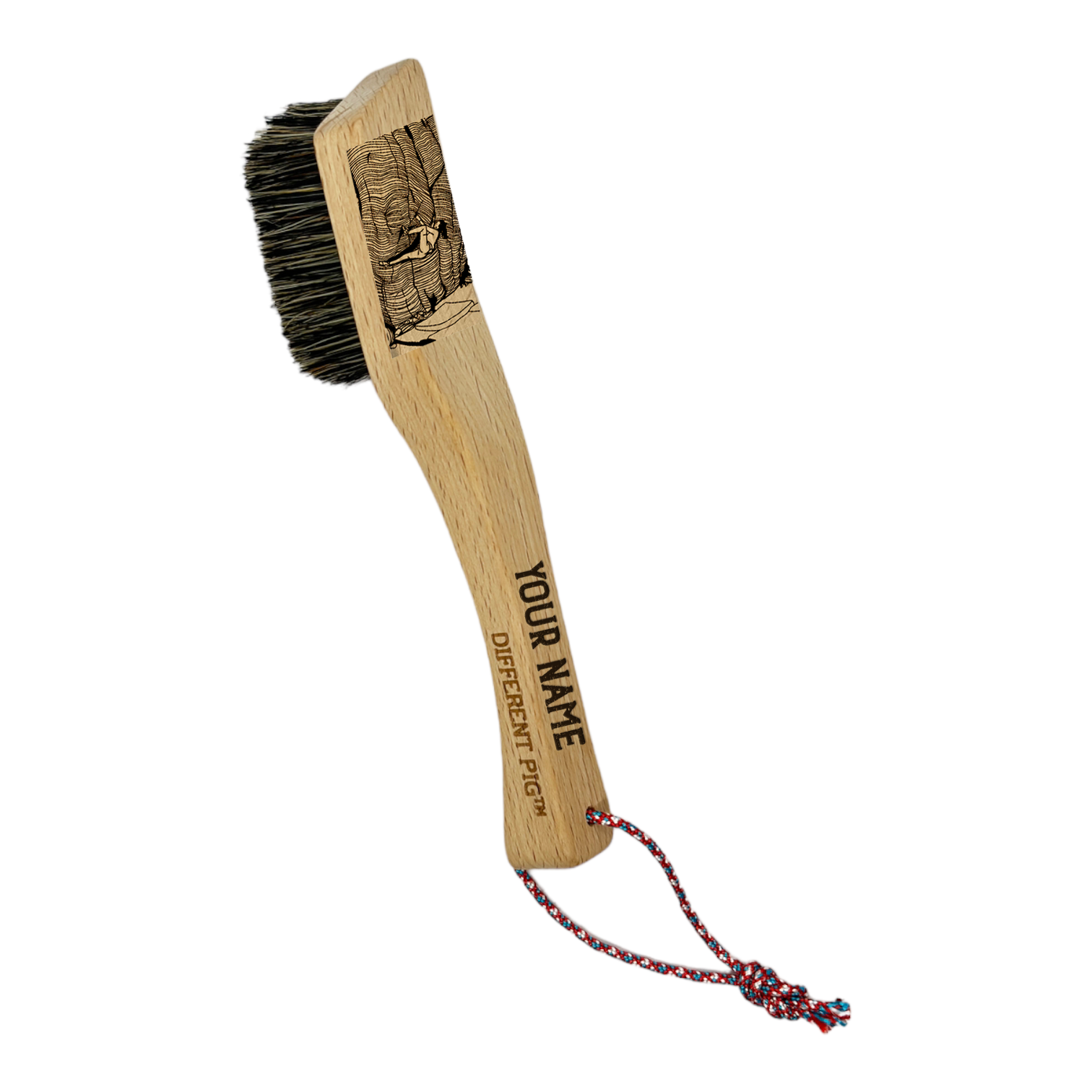 【來圖訂製】𝗗𝗜𝗙𝗙𝗘𝗥𝗘𝗡𝗧 𝗣𝗜𝗚™ OG brush with paracord fully customised by you 刻圖大豬攀岩掃