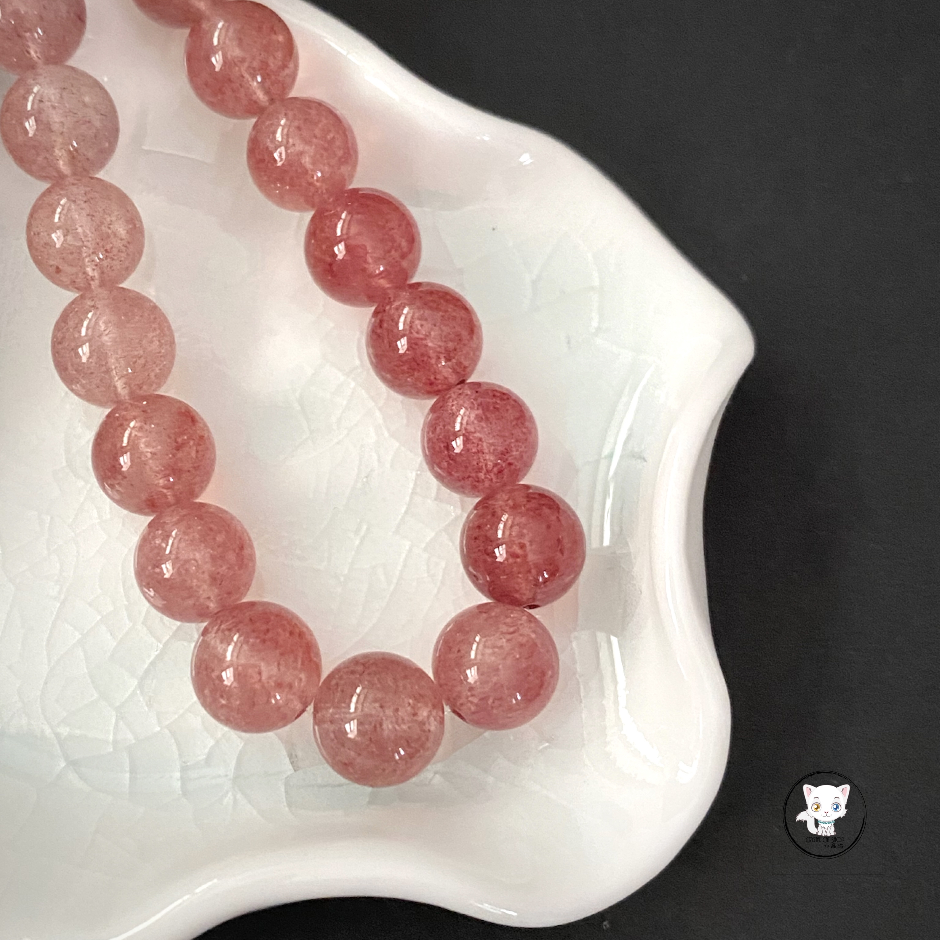 天然草莓晶漸變手鏈 9mm+