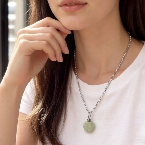 FBG26-H03 淡紫色立體蓮花純銀吊墜 (送鈦鋼項鏈)