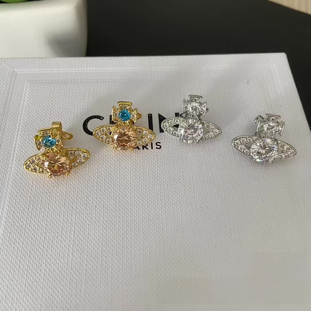 【現貨】Vivienne Westwood 土星鋯石耳環