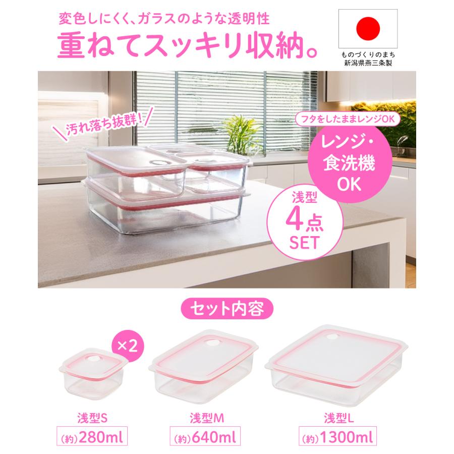 🔥🔥【日本製《BESTCO》燕三条樹脂製淺型保鮮盒4件套裝】