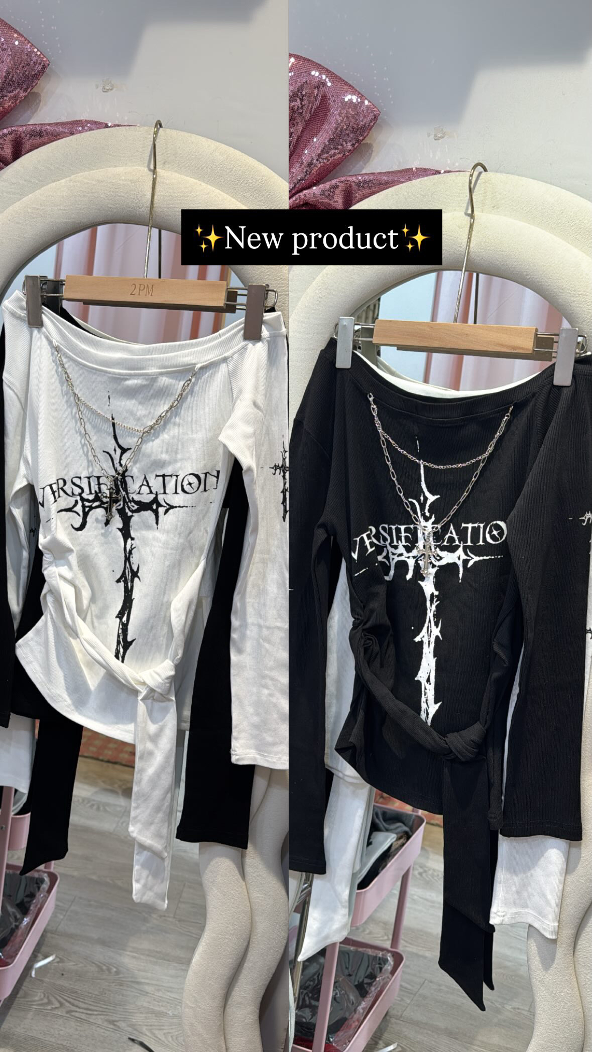 韓國Y2K 鐵鏈腰側綁帶十字架Top