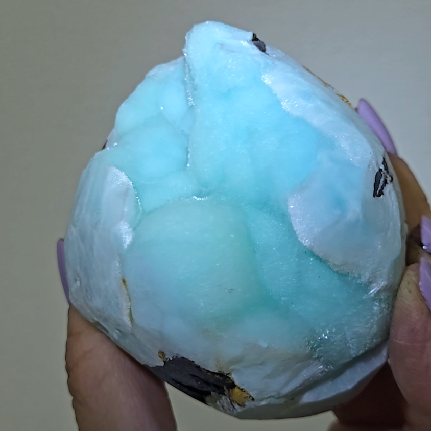 Blue aragonite with botryoidal bubble formations - AR55