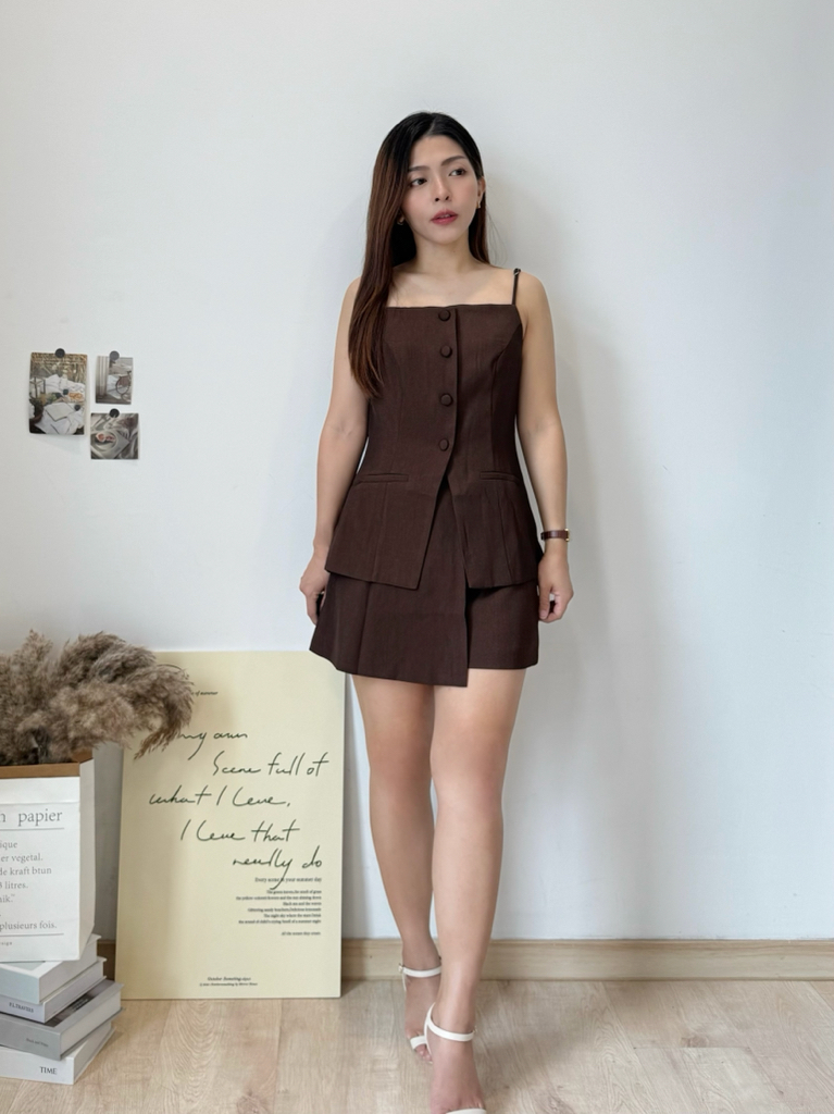 French Tailored Cami Set 法式收腰吊带西装裤裙套装 ( 3 colours )