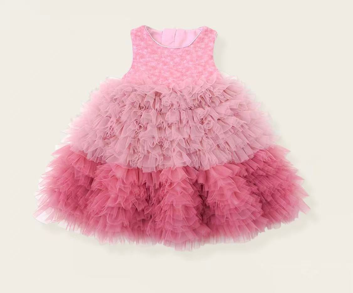 女童粉色亮片網紗蛋糕裙