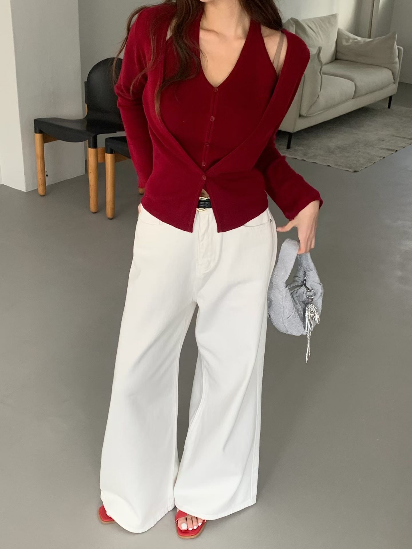 2 in 1 halter neck cardi top