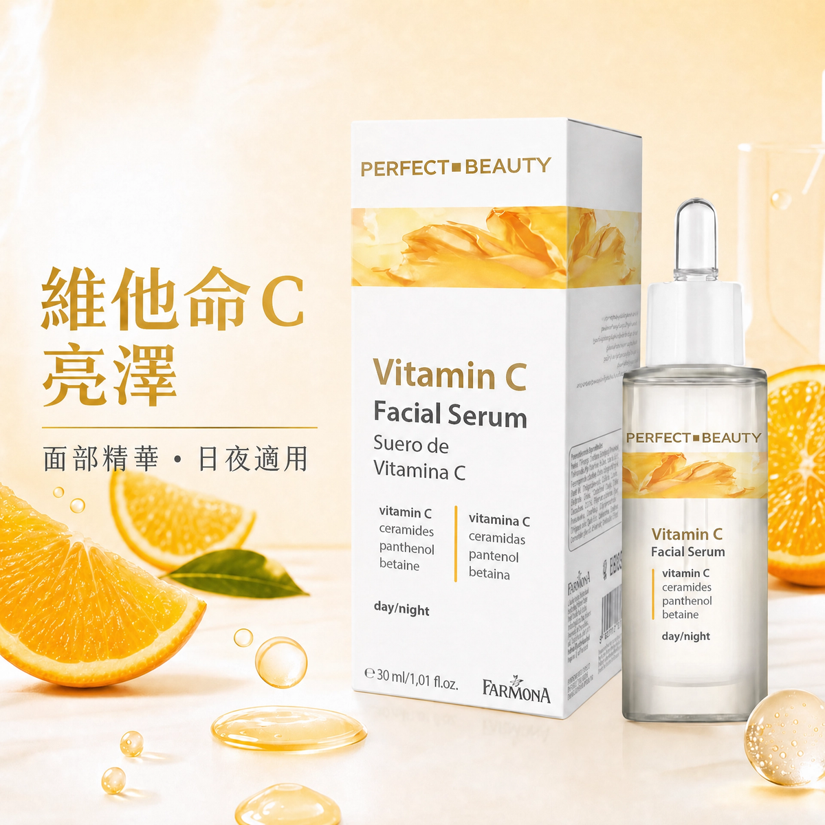 Perfect Beauty Face Serum with Vitamin C 維他命C亮白抗氧精華 30ml｜提亮去黃 勻淨膚色 淡斑抗氧 輕盈秒吸收 