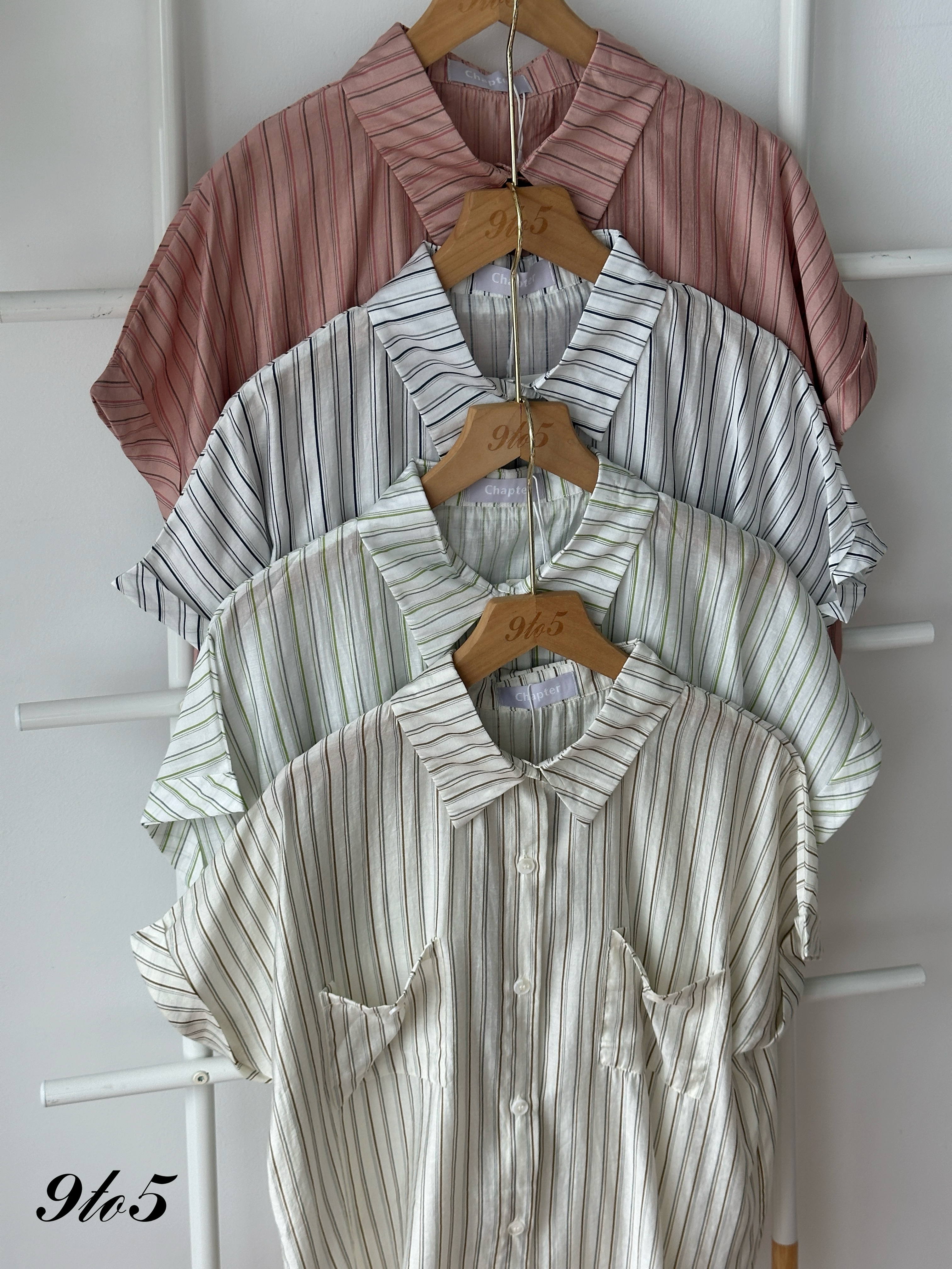 T4331 Cape Sleeve Stripe Shirt - 4 Colors 