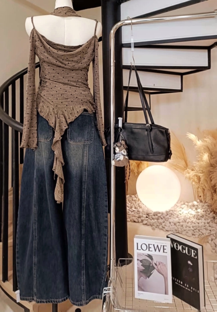 1839不规则波点上衣(丝巾)