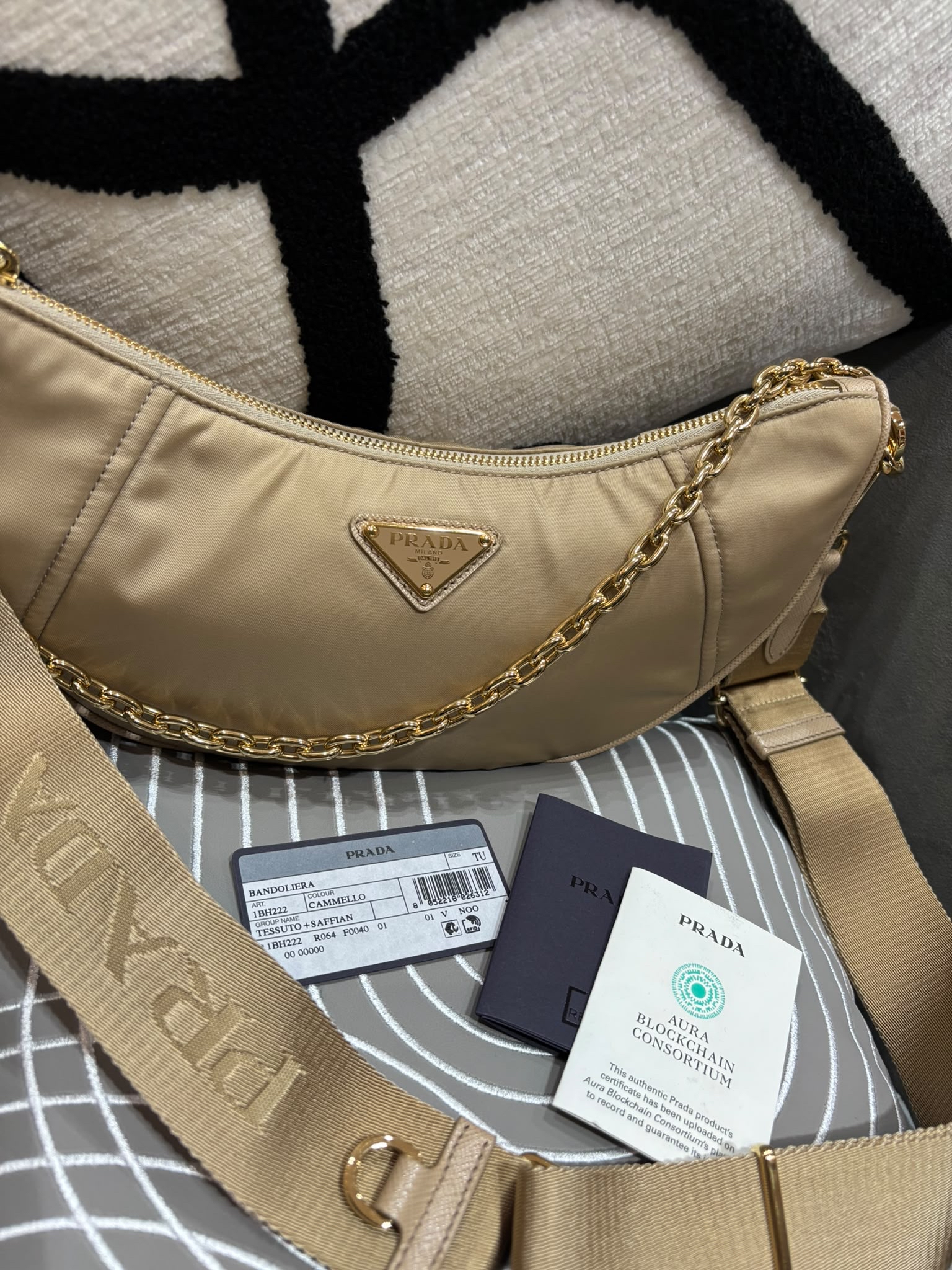 PRADA Re-Nylon Demi-Lune hobo bag 2 way bag 1BH222 100%Authentic, 95%New ✅ certificate ✅Dust Bag