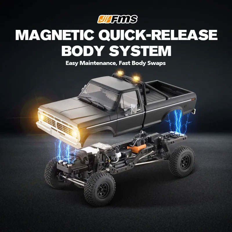 【香港現貨】FMS 1:18 FCX18II FORD F-100 無刷攀爬車 | 高低兩檔變速 | 磁吸車殼