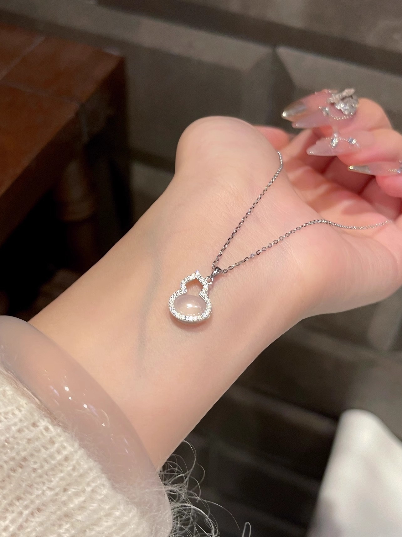 天然白玉髓葫芦项链