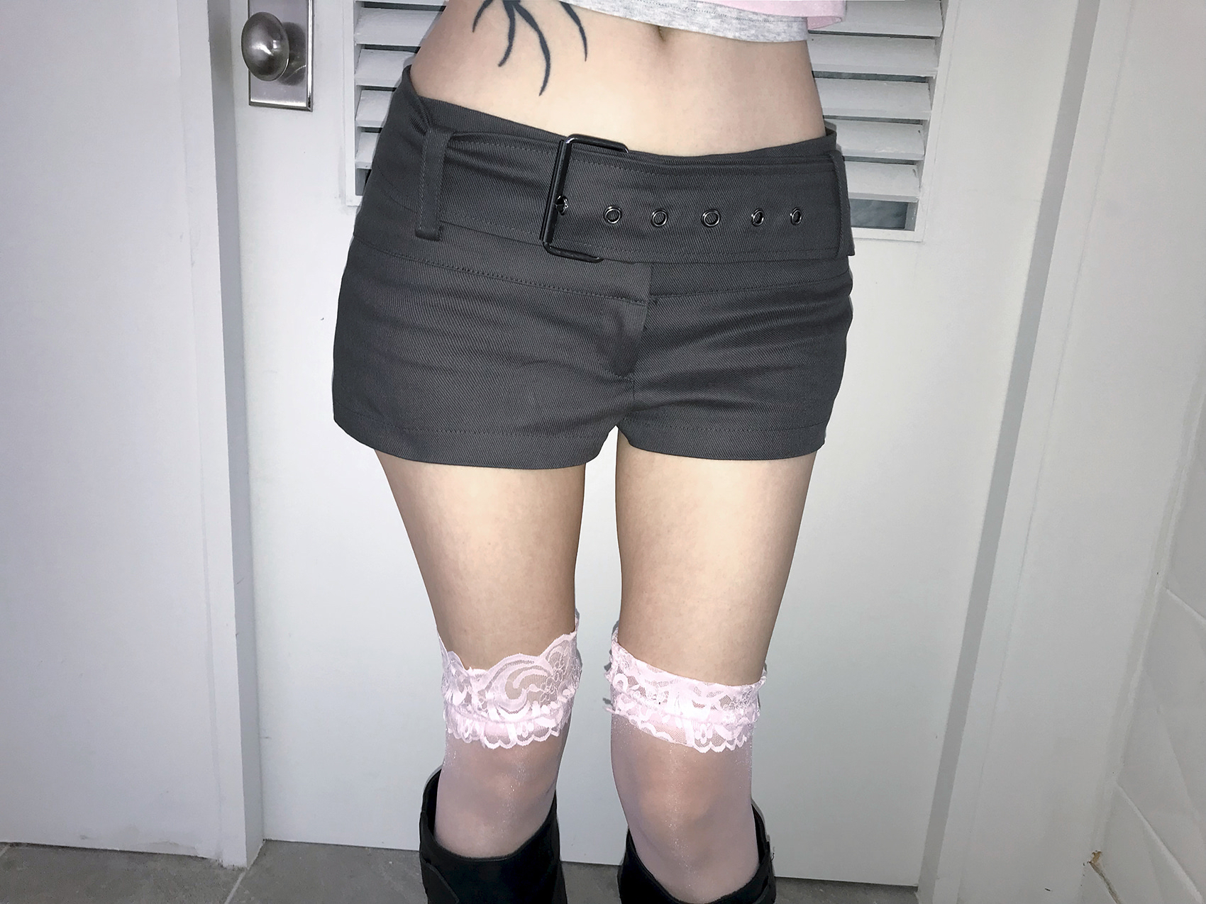Low Rise Belted Micro Shorts