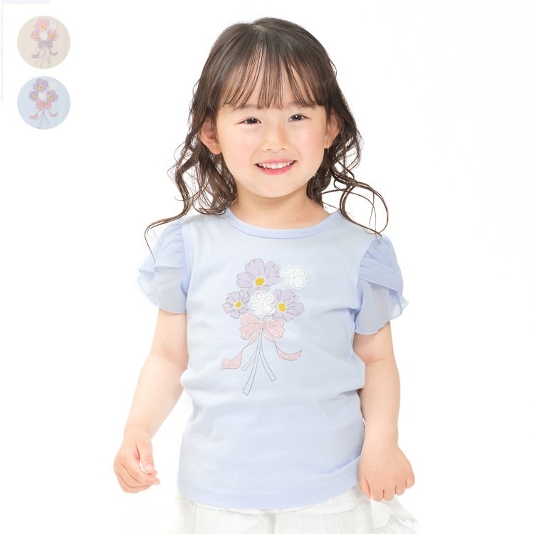 🆕【⭐訂購⭐】🌀 🇯🇵 日本直送 立體花束💐圖案 雪紡 短袖T恤［2款選］🌀 [ELEA-0170]