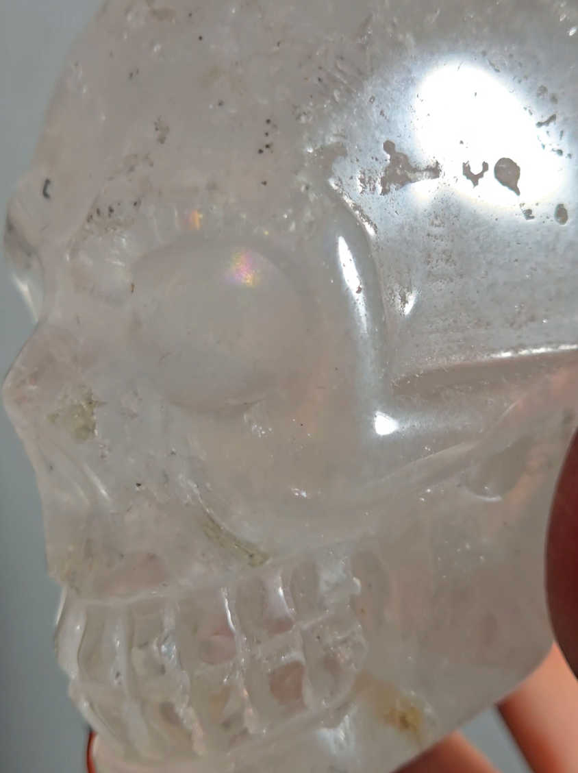 Clear quartz skull with rainbows - CQ49