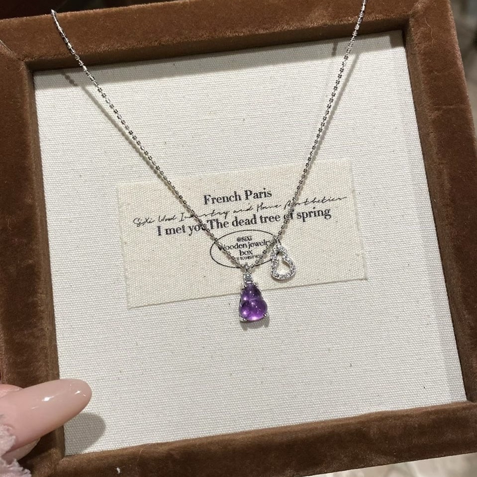 💜纯银镶紫水晶葫芦项链 