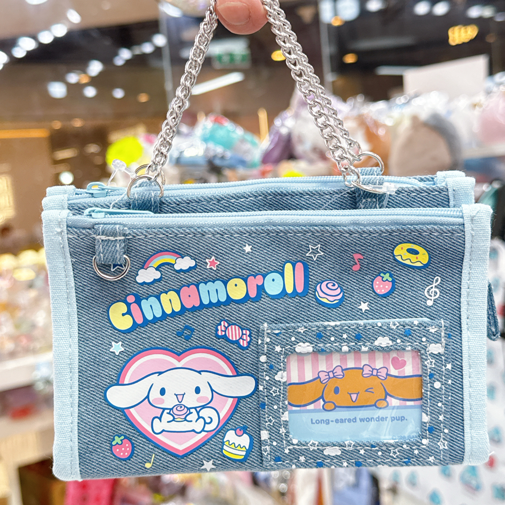 日本版Sanrio牛仔布手提化妝袋 內附有小鏡