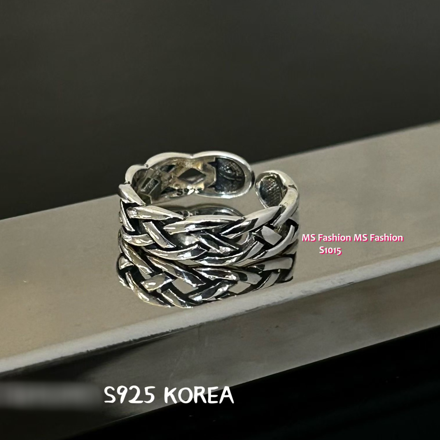 S1015 韓國🇰🇷S925純銀復古編織戒指