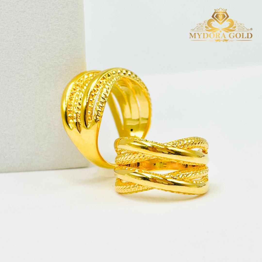 MYDORA Cincin Double Cross Full Gold (5G) l EMAS 916/22K