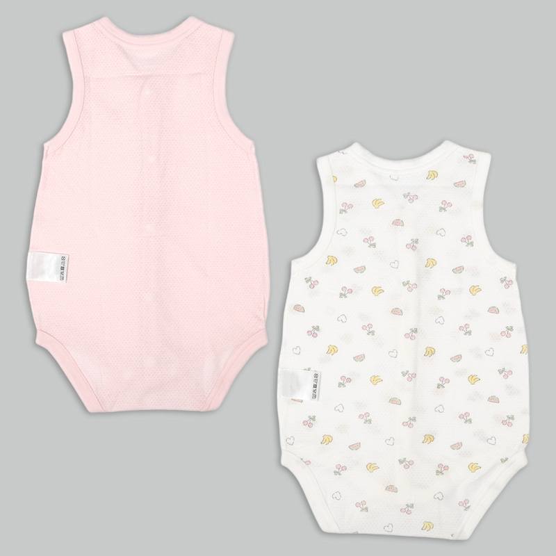 🇯🇵預訂 日本直送🇯🇵水果印花純棉網眼前開式無袖背心包屁衣兩件套