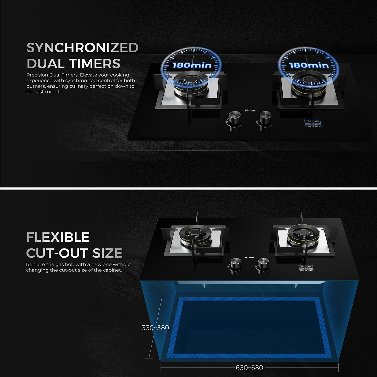 Haier 2-Burner Built-in Gas Hob with Timer (HC-Q68266BT)