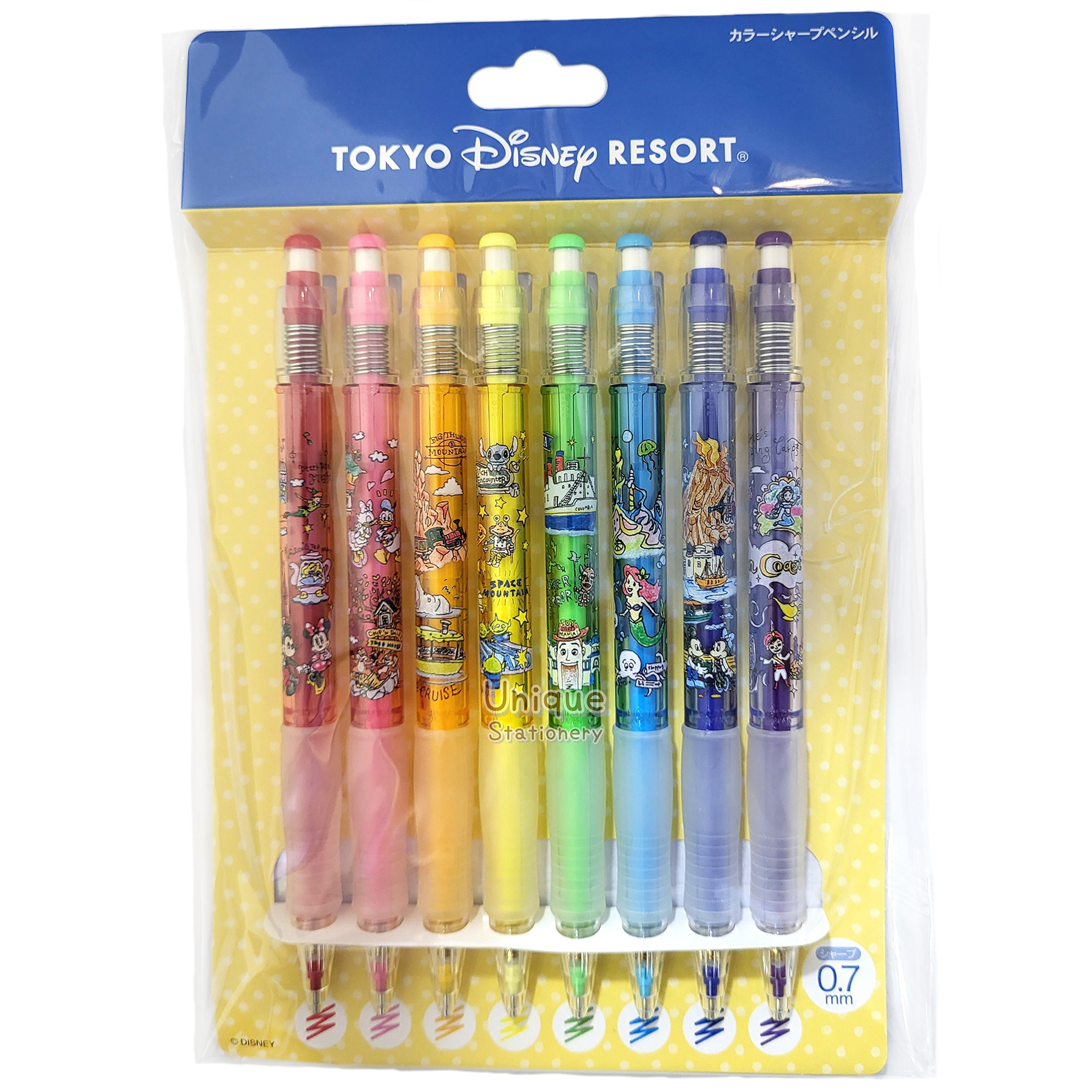 現貨｜【日本 Disney Store 限定】 一套8枝 Mickey & Friends 米奇與朋友 日本製 Pilot Color ENO 0.7mm 顏色 鉛芯筆 (077041)
