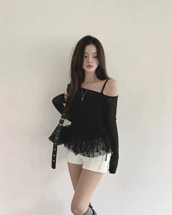 韓國兩件套(Lacy下擺背心+罩衫)