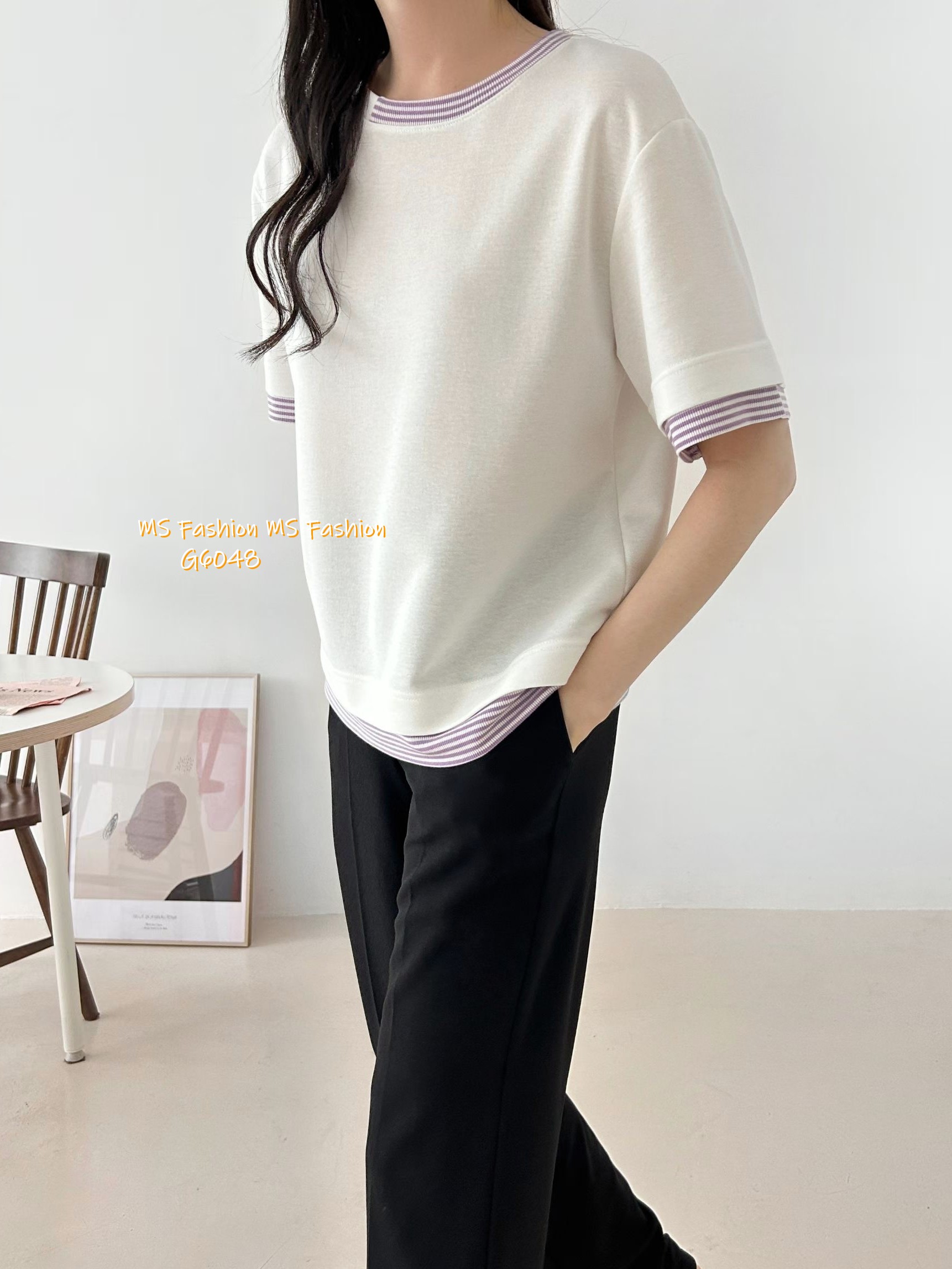 G6048 韓國🇰🇷拼邊子邊top