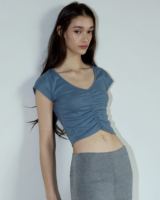 預購_DEVI-T0130 Julie Shirring Cap Sleeve by Devi wear