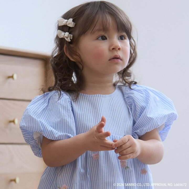 🇯🇵預訂 日本直送🇯🇵Petit Main x Sanrio系列兩色人物花卉刺繡泡泡袖連身裙