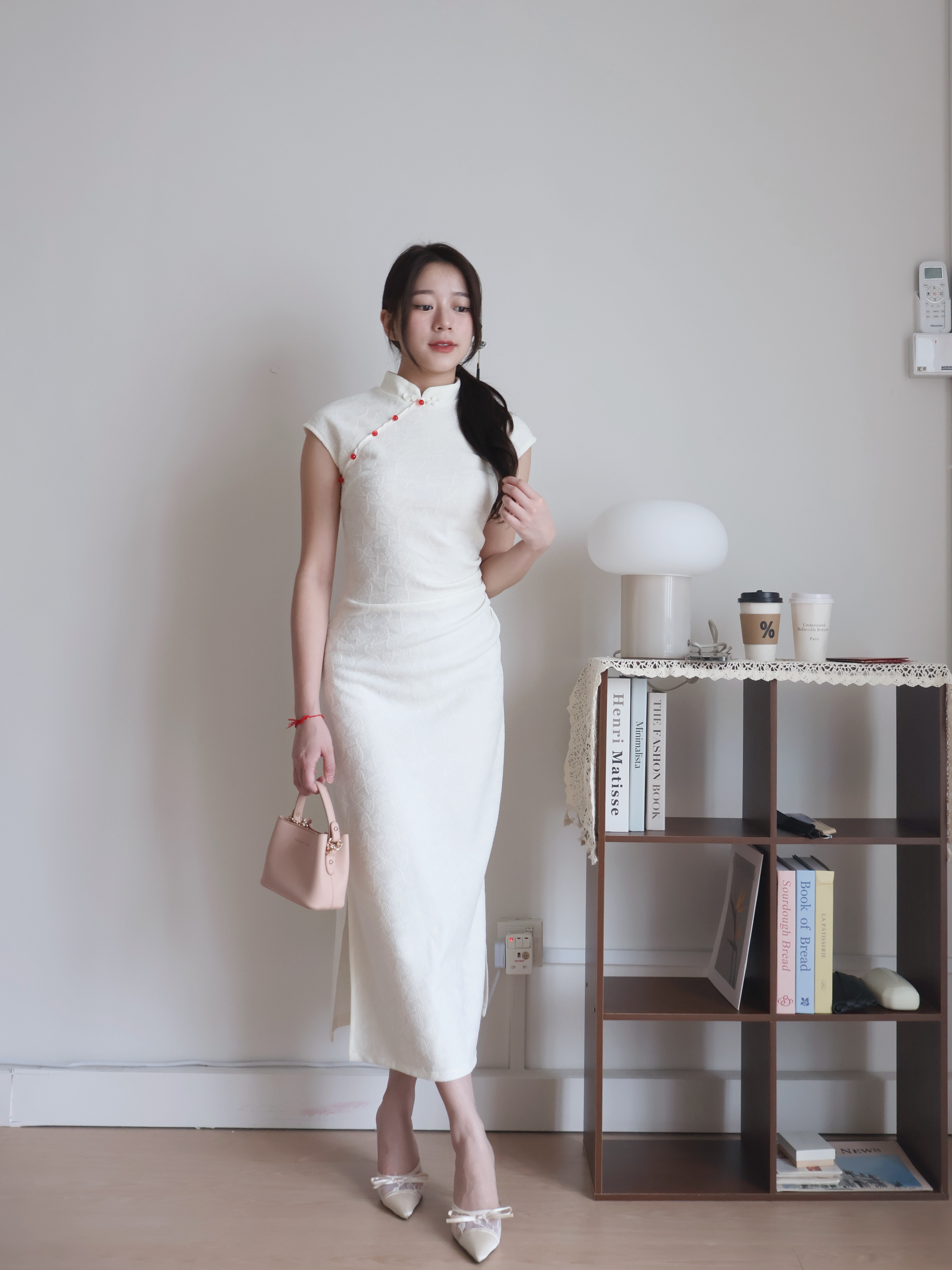 Jade Side-Slit Cheongsam | Cream
