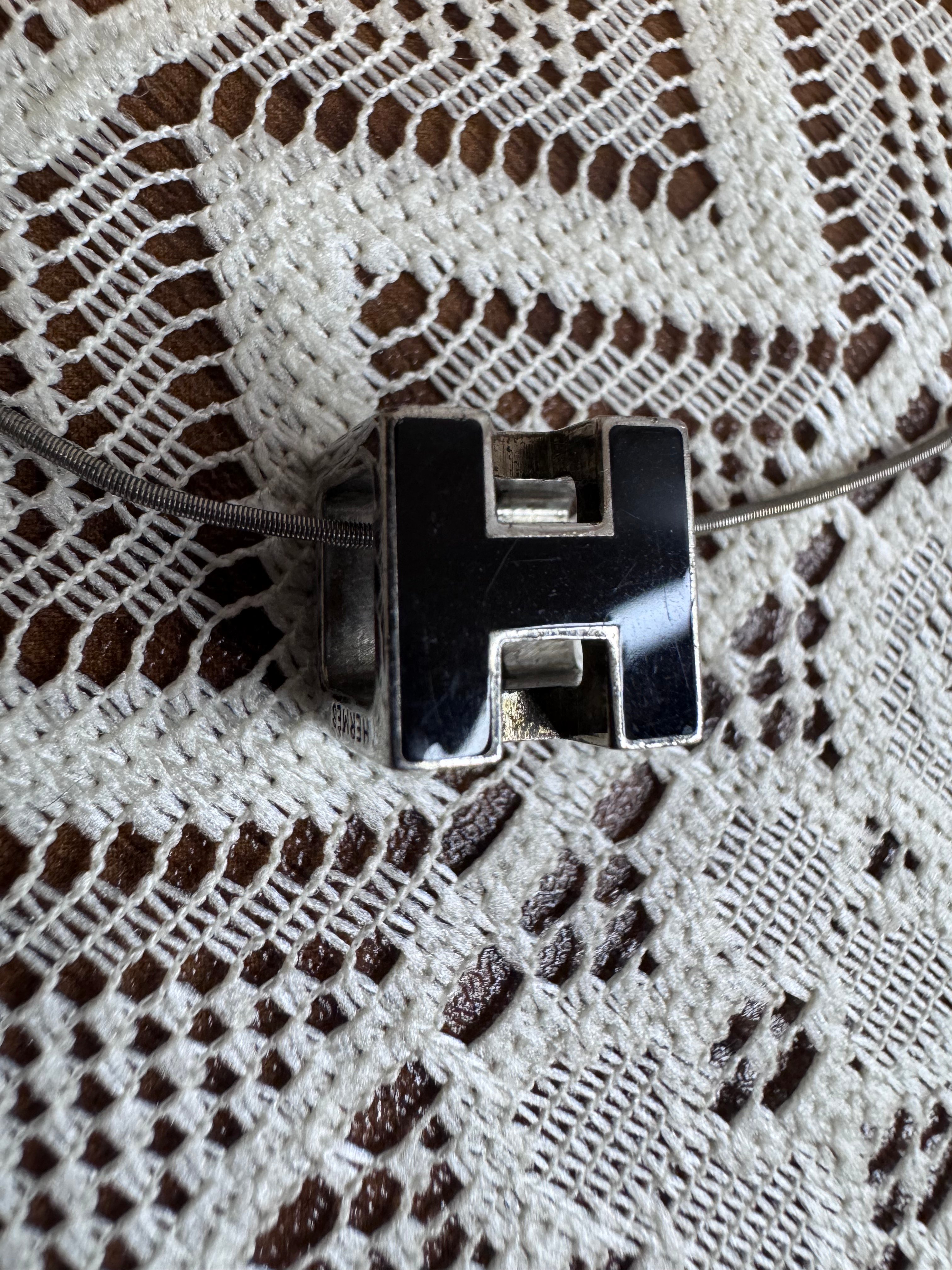 Hermes Lacquer Cage d'H Pendant Necklace