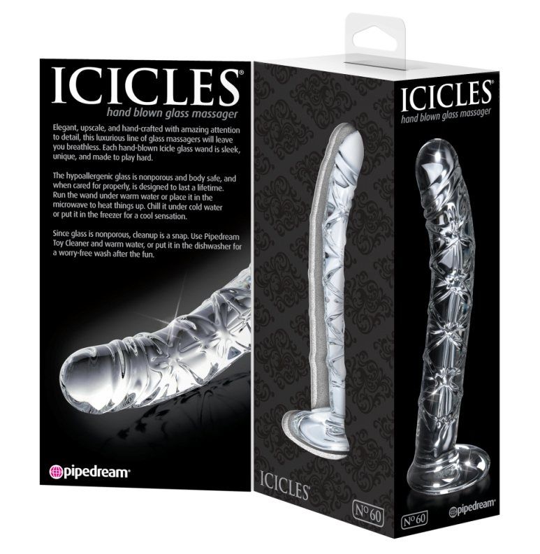 Icicles - 玻璃仿真陽具按摩棒60號 - 透明 照片-4