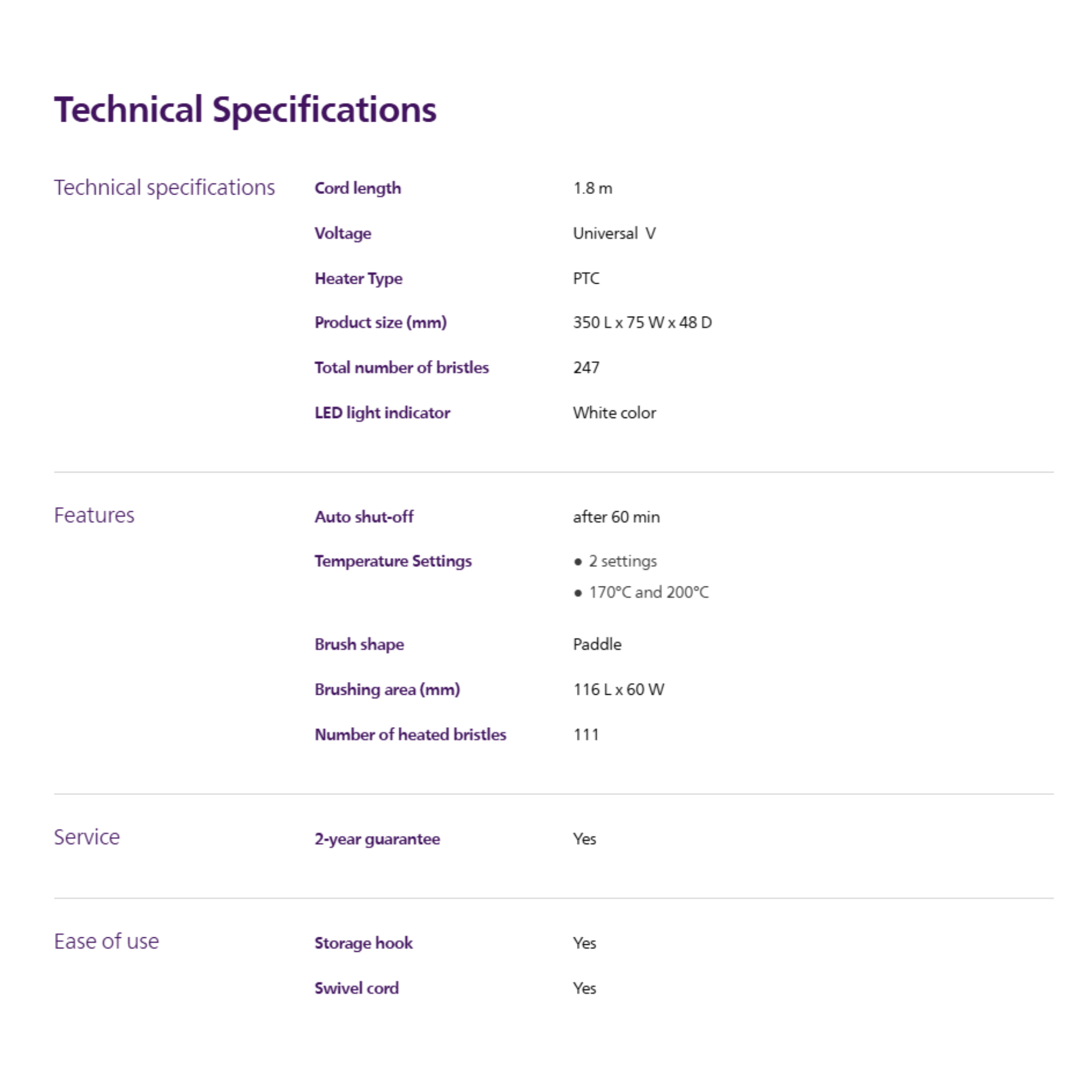 Philips StyleCare Essential Heated Straightening Brush (BHH880/03)
