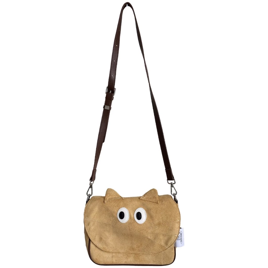 軟糯黑貓與橘貓絨感斜孭袋