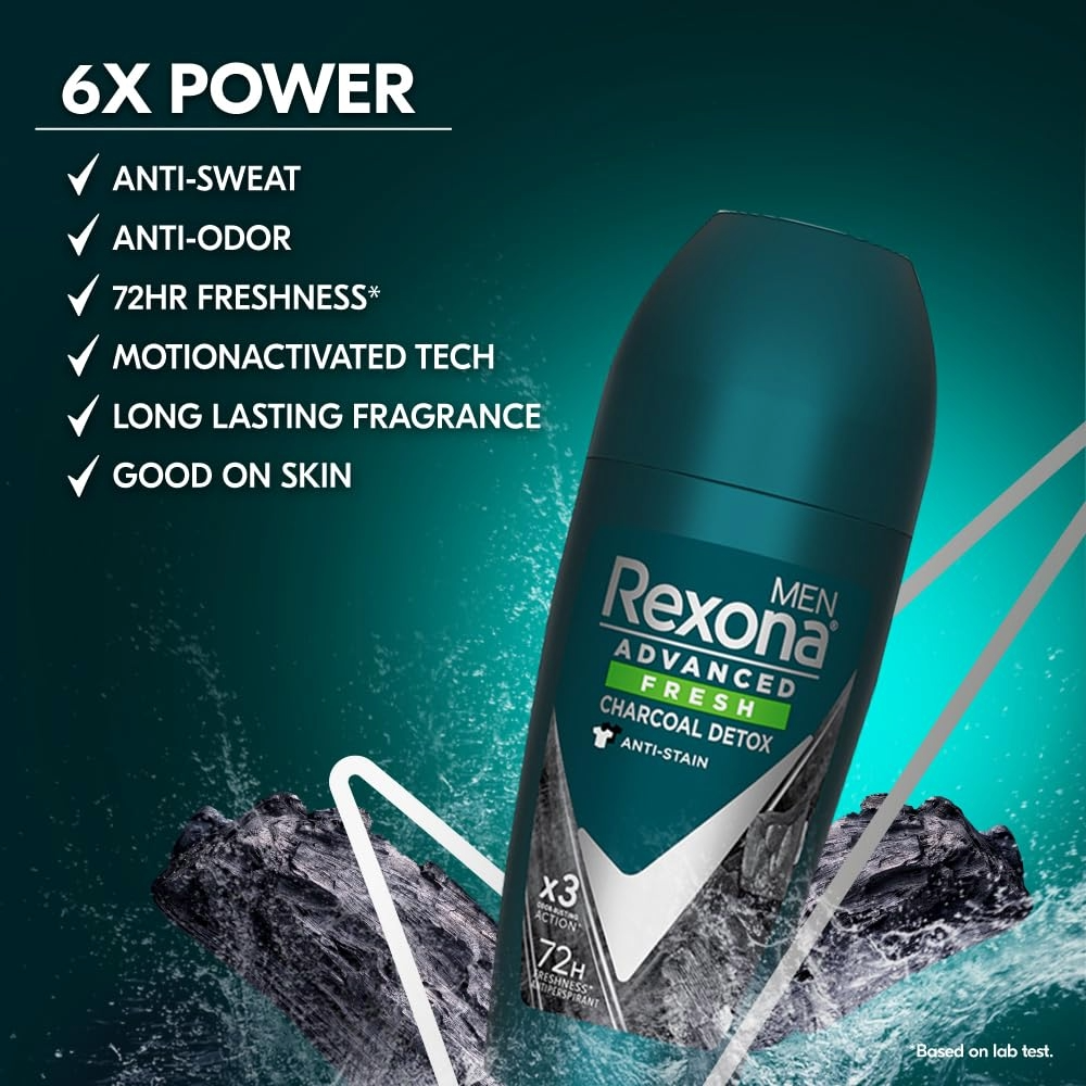 Rexona Men Roll on Deodorant 45ml/50ml Charcoal Detox