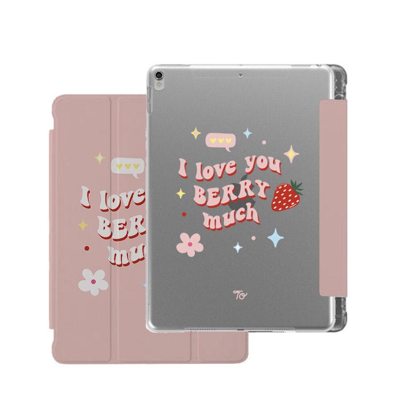 【I love you Berry much!】透明磨砂書本式 iPad Case