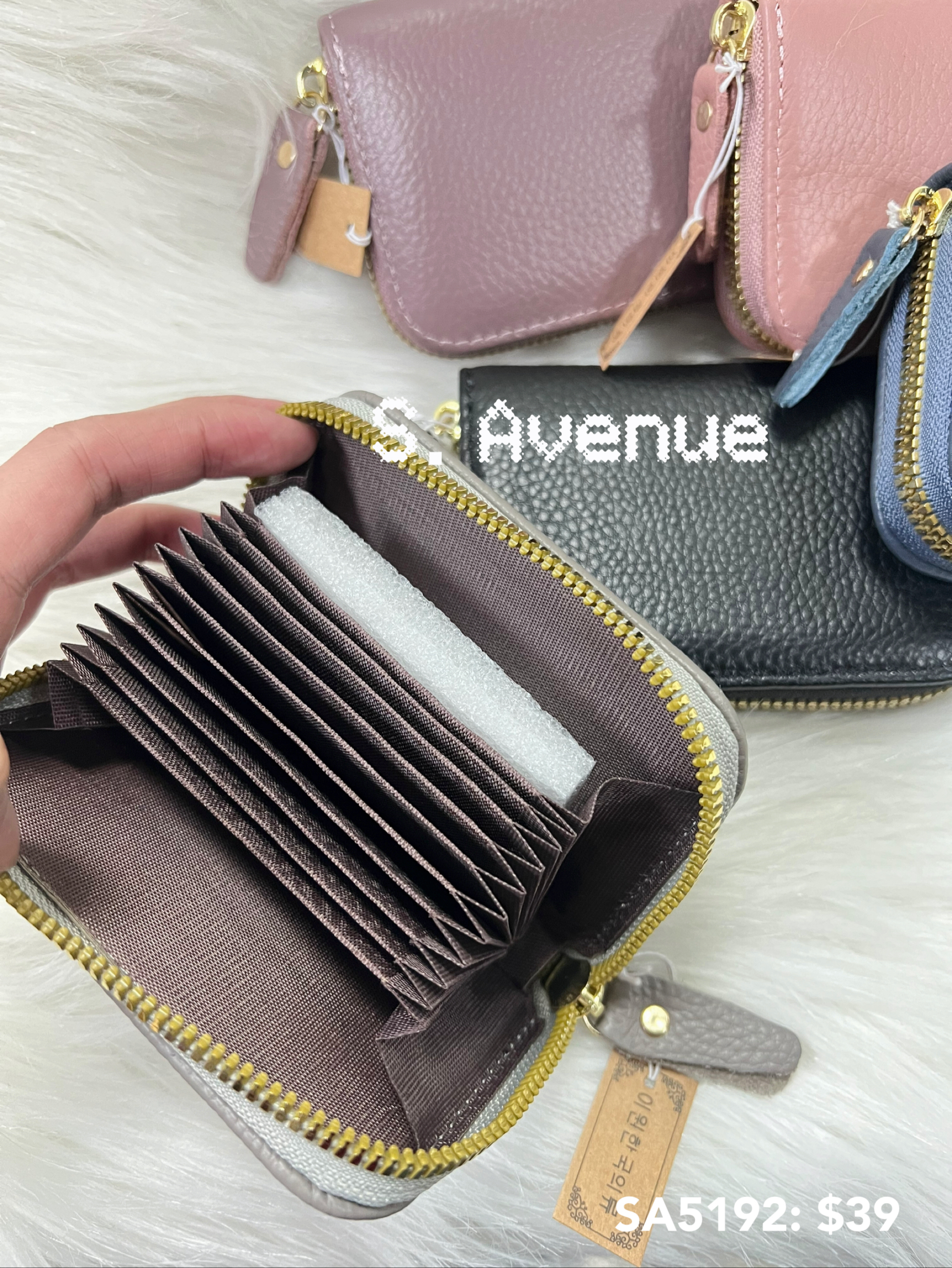 SA5192: 真皮頭層牛皮拉錬散紙包/卡片套