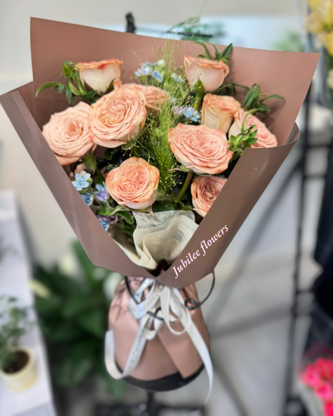 復古奶茶色 卡布奇諾玫瑰花束