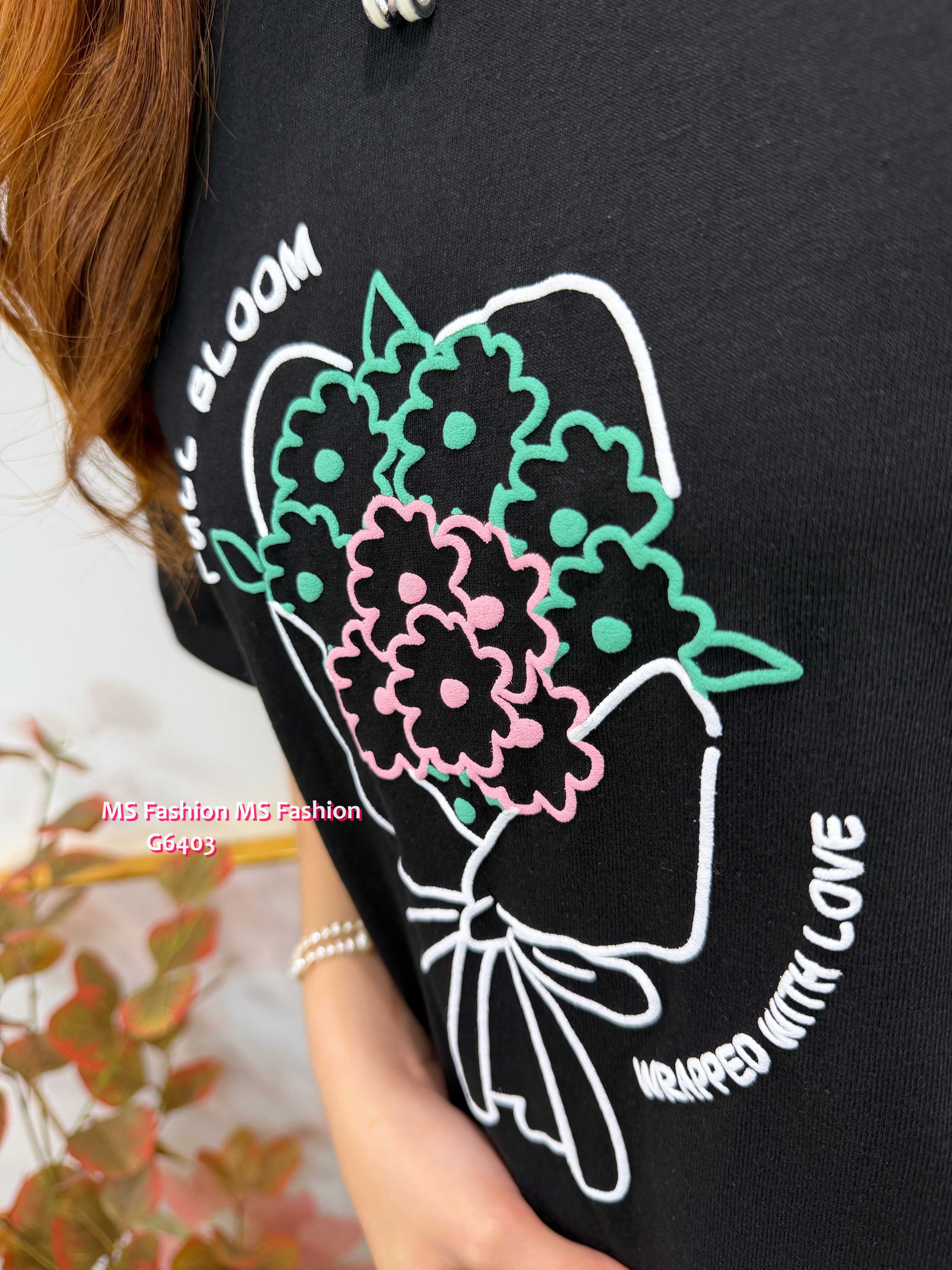 G6403 花花print tee