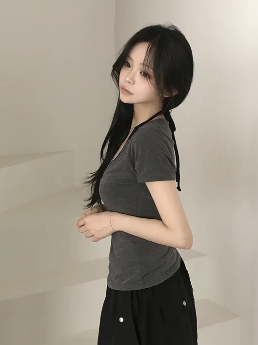 Halter Neck Layered V-Neck Top