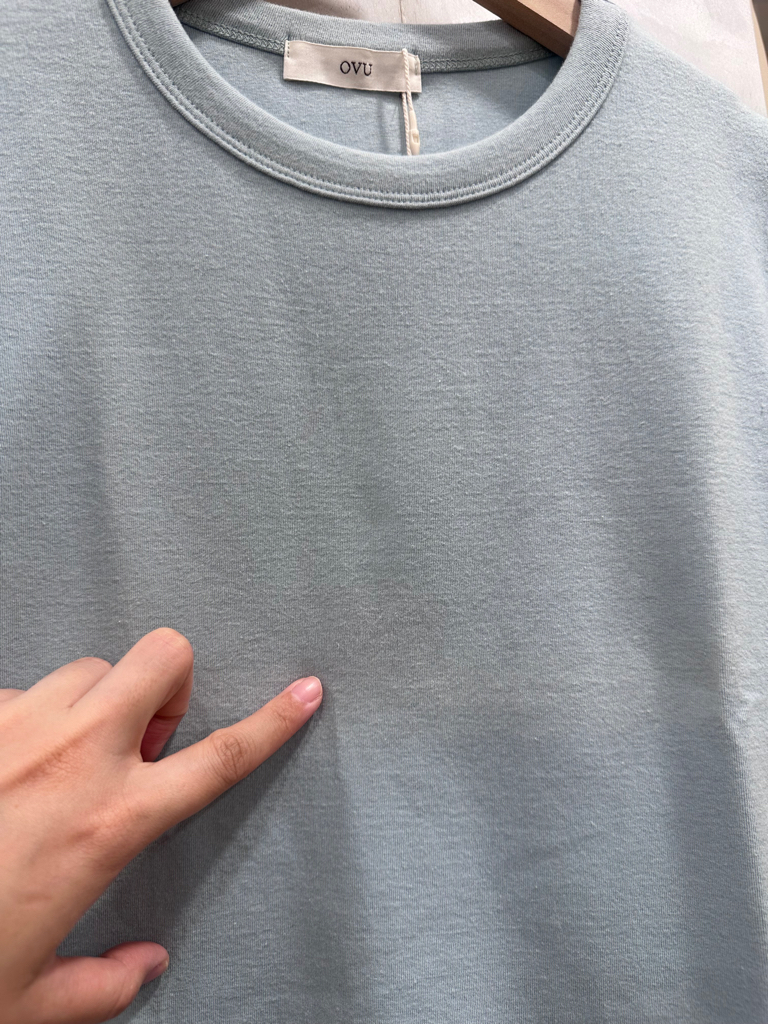 韓製直身棉質純色Tee OV0013 (B品：胸口位置毛毛輕微磨痕)