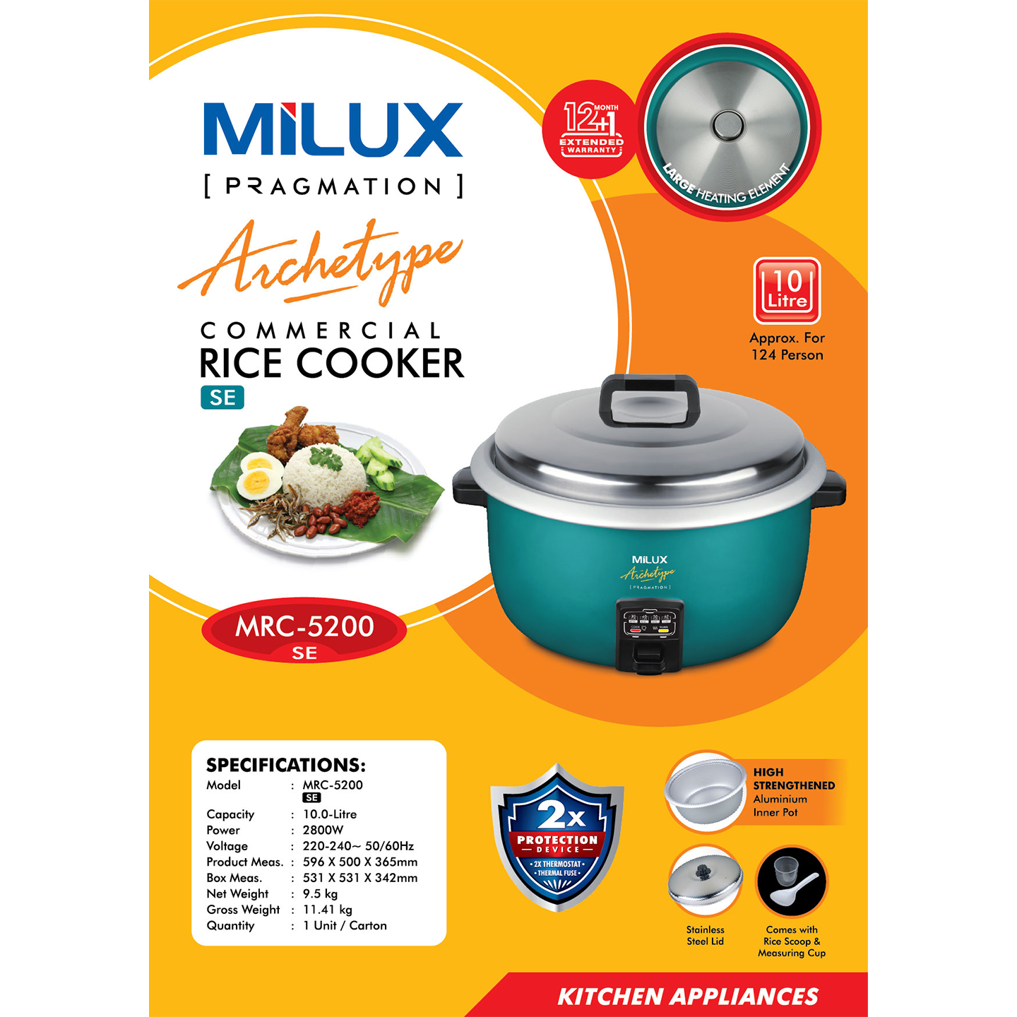 Milux 10.0L Commercial Rice Cooker (MRC-5200-SE)