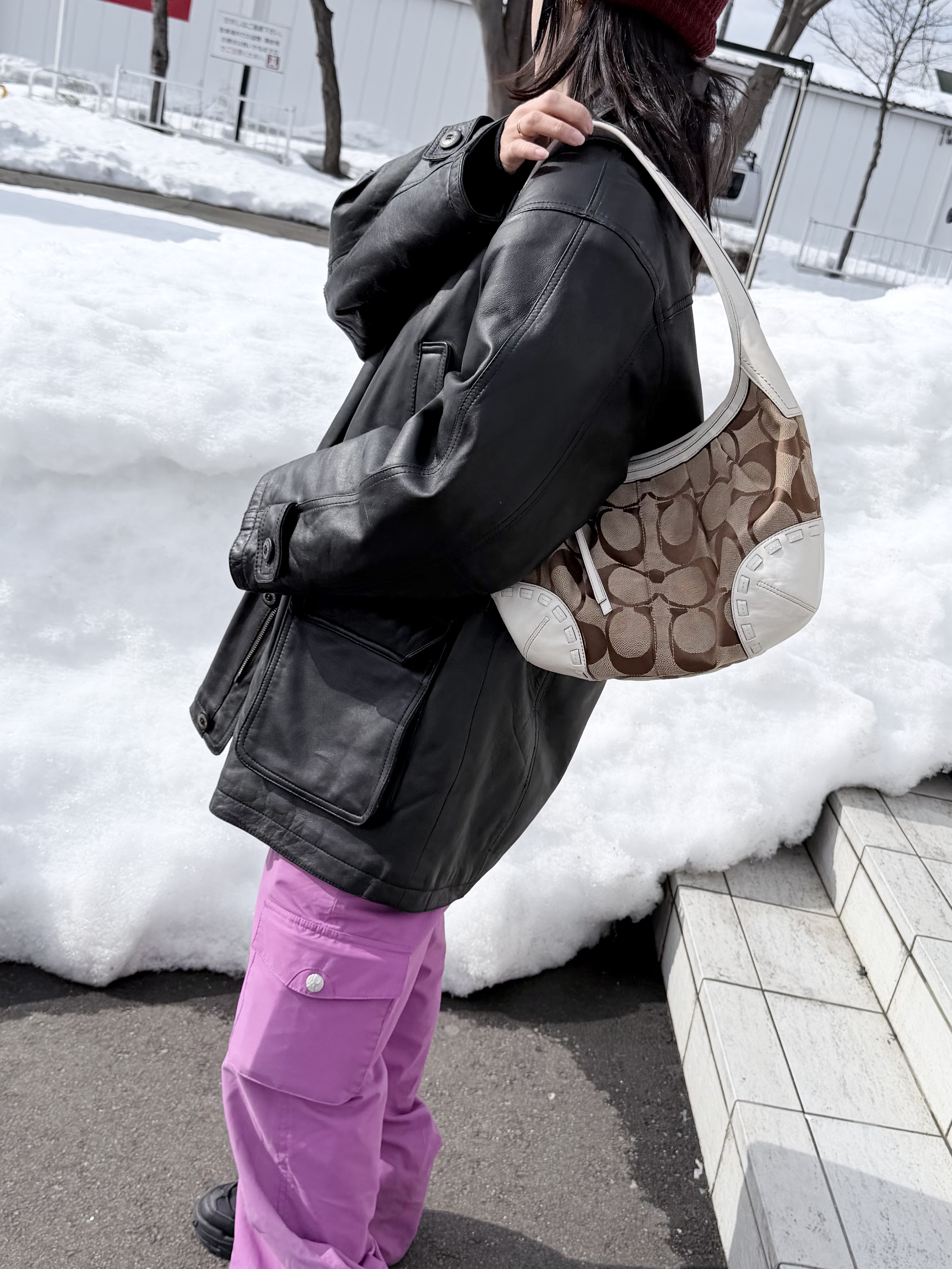 coach white monogram  hobo bag  