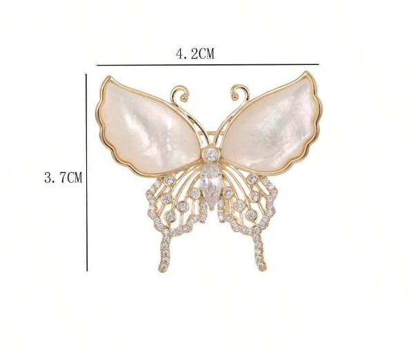 Duo Pearl and Gold Butterfly Brooch