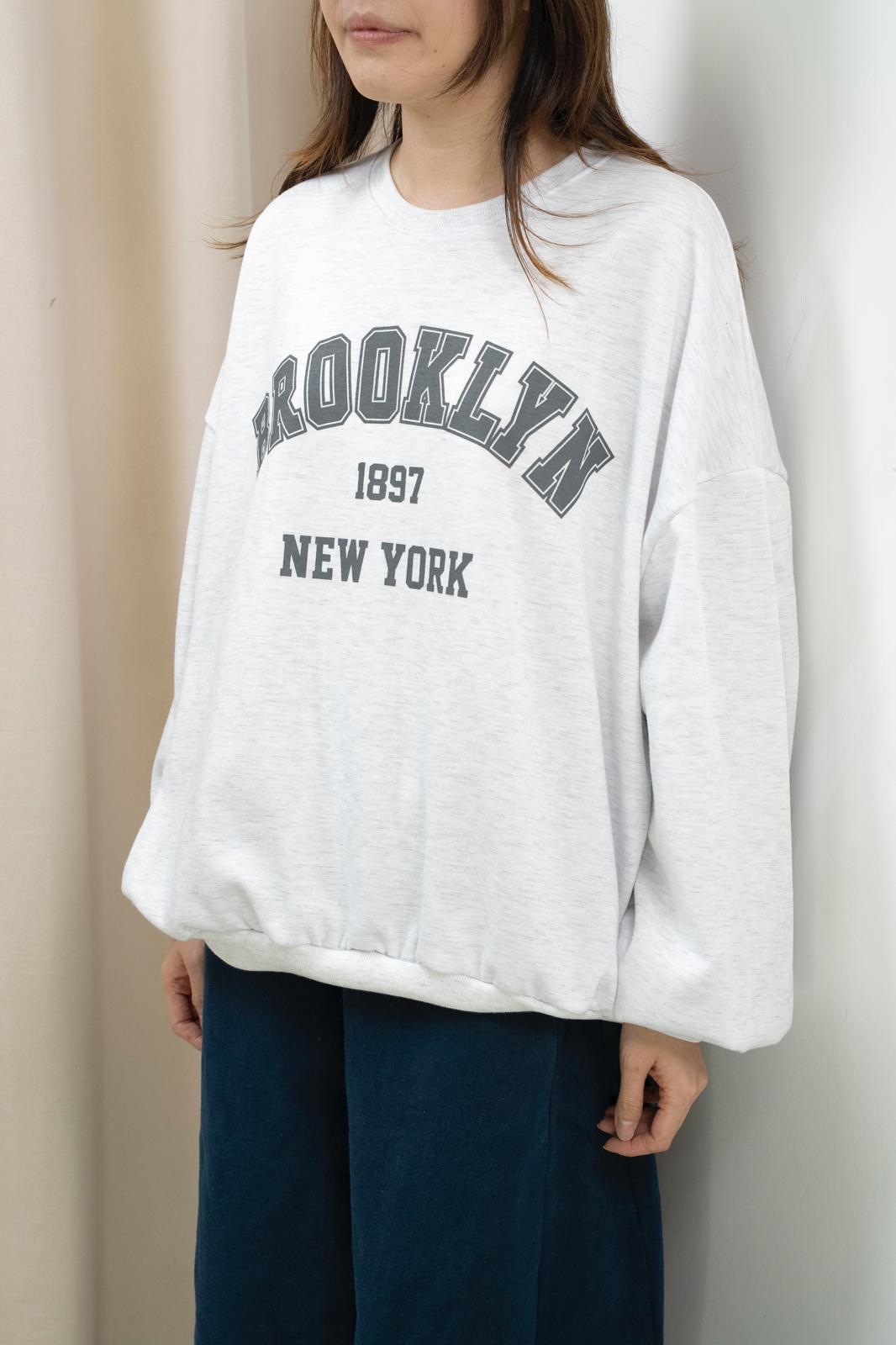 加絨有型文字衞衣（淺花灰色）