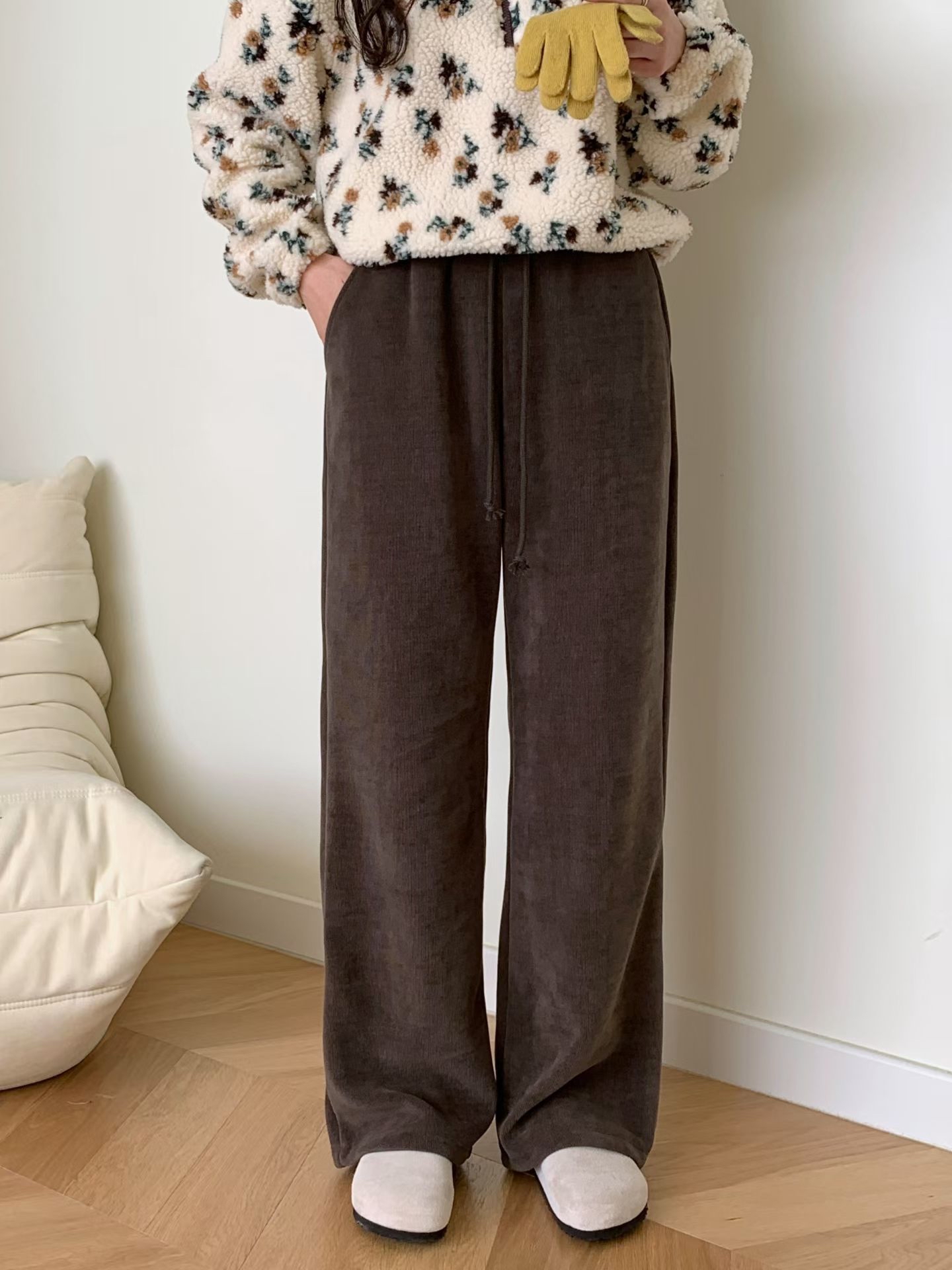 保暖绒毛底直腳褲