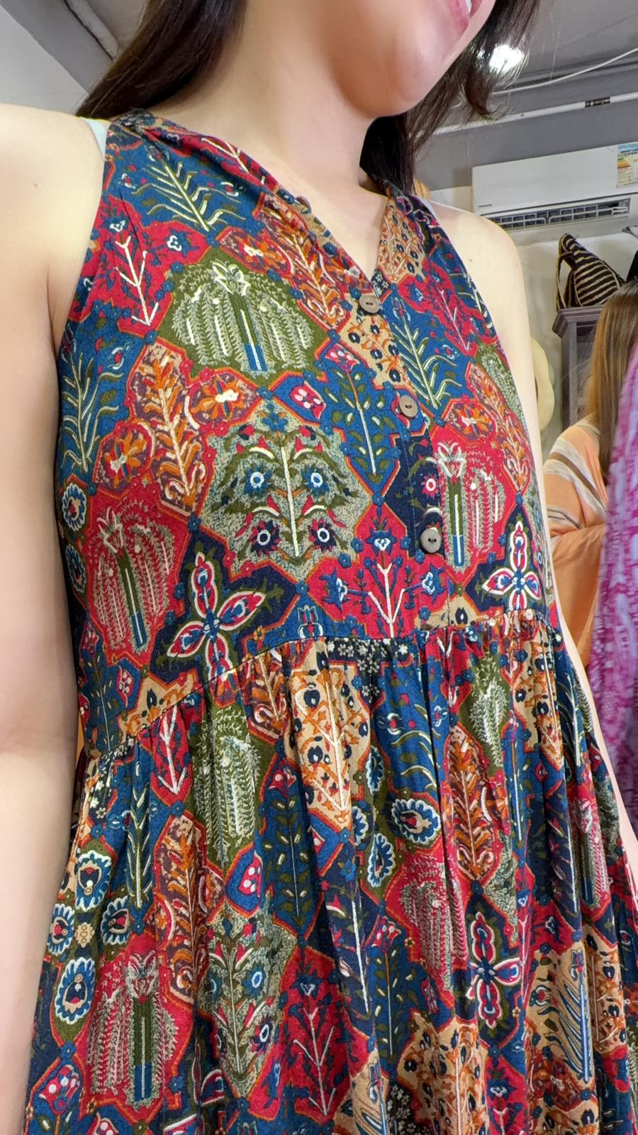 2493 Colourful Totem Silky Cotton Halter OP 50"