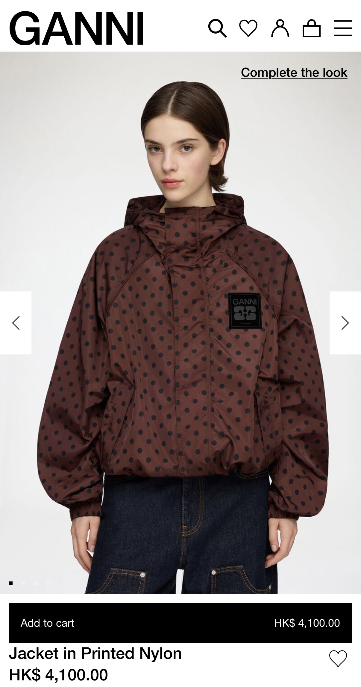 GANNI Polka dot hooded shell jacket